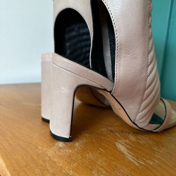 Marcella NYC Women’s Tulla Edgy Quilted Ribbed Heeled Square Toe Block Heel Sand - Picture 6 of 15